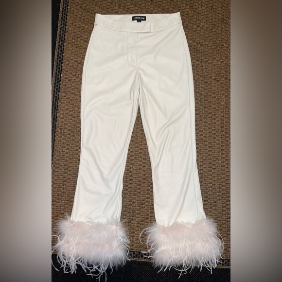LAMARQUE Pagetta Faux Leather Pant in Bone Size S